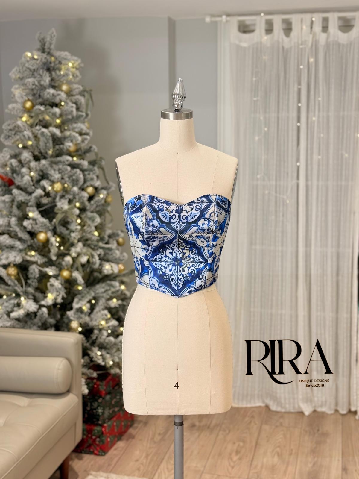 Juliet Satin Corset Top – Blue Majolica - Image 5