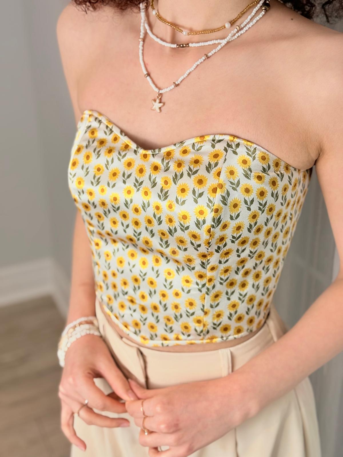 Juliet Satin Corset Sunflower Bloom